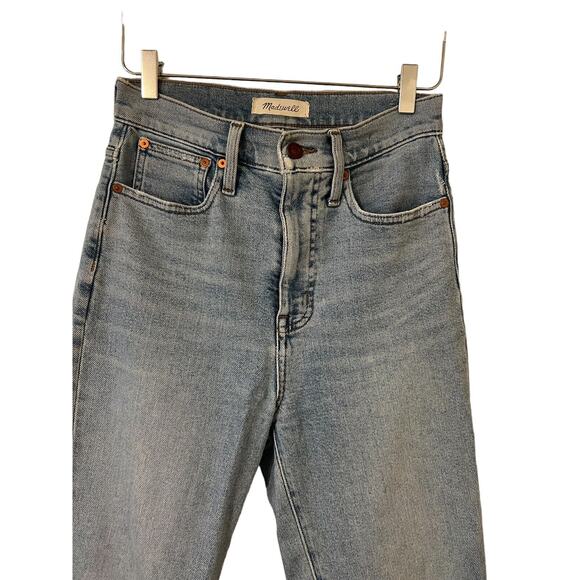 Madewell Women's The Mom Jean Distressed High Rise Frayed Hem Jeans - Size 25T - Picture 2 of 8
